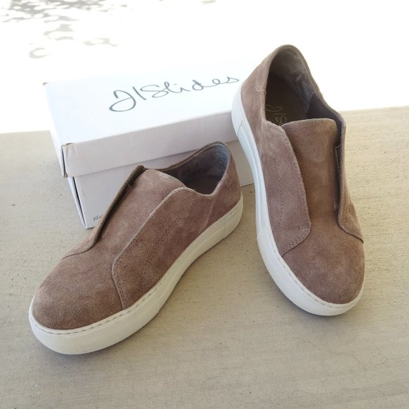J/SLIDES Shoes - J/Slides Alara1 Platform Sneaker, Taupe suede, 6M
